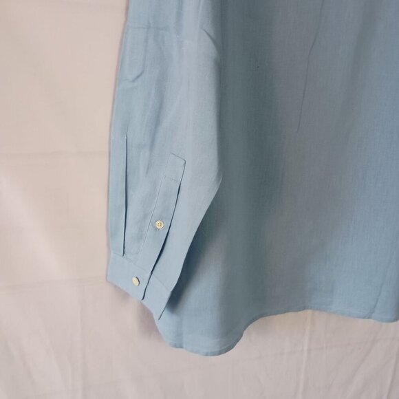 Perry Ellis Men’s Long Sleeve Shirt L Light Blue Linen Cotton Blend - Picture 5 of 6